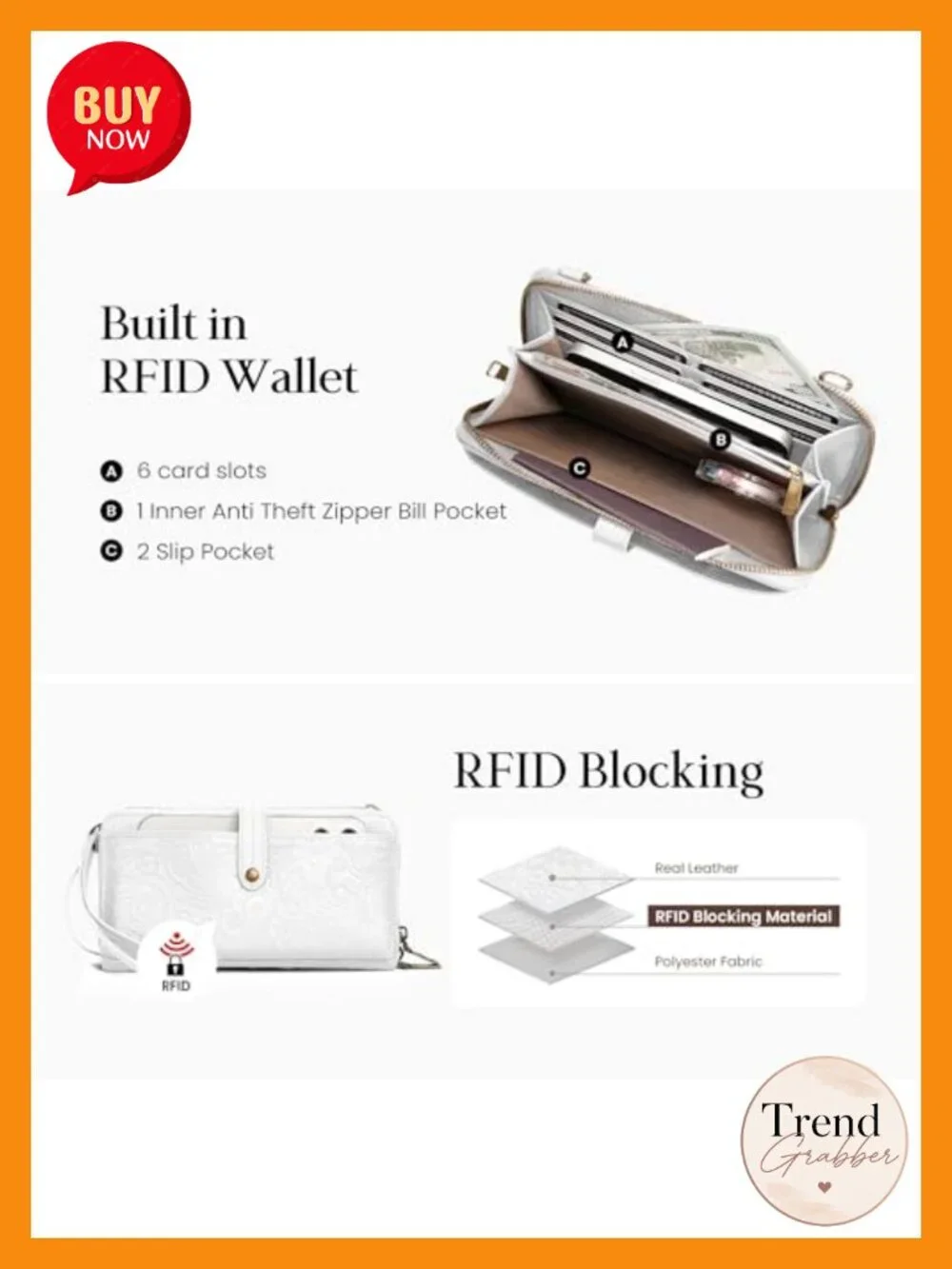 Leather Wristlet Wallet Crossbody Purse RFID Cell Phone